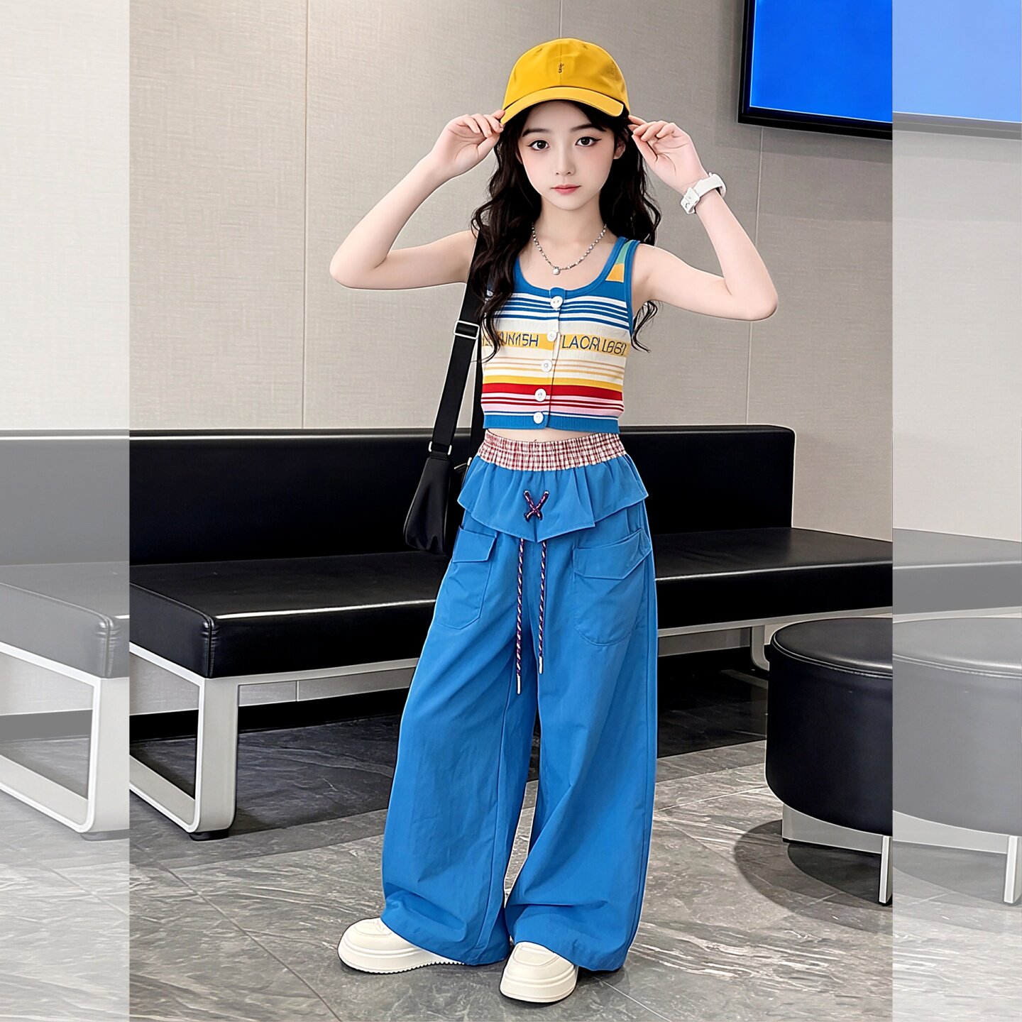 女童超洋气的夏季无袖两件套