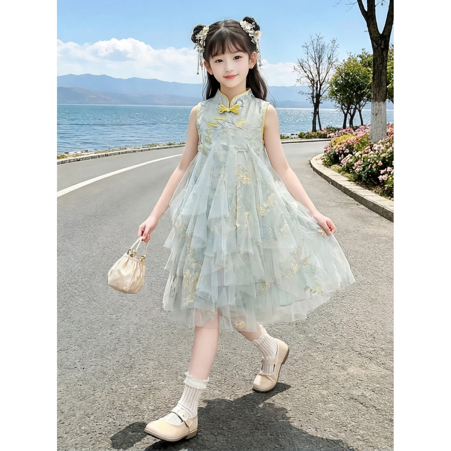 公主裙女童夏季2026新款高端绝美生日礼服小女孩中国风旗袍连衣裙