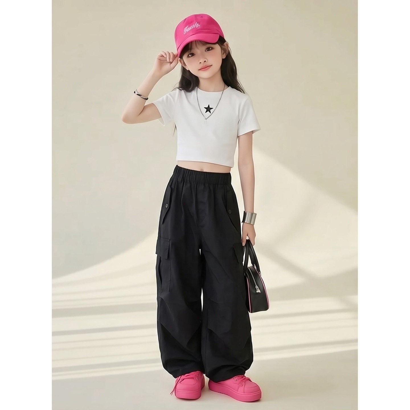 女孩爵士舞服装韩版工装裤演出服