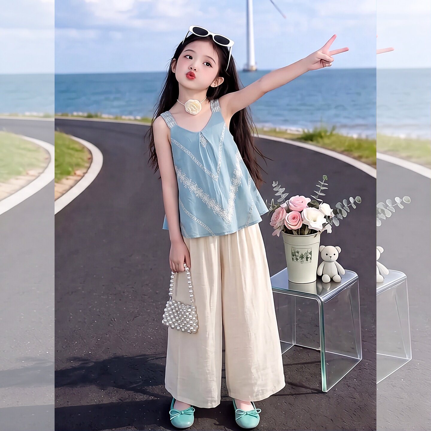 女童夏季吊带套装2026新款女大童
