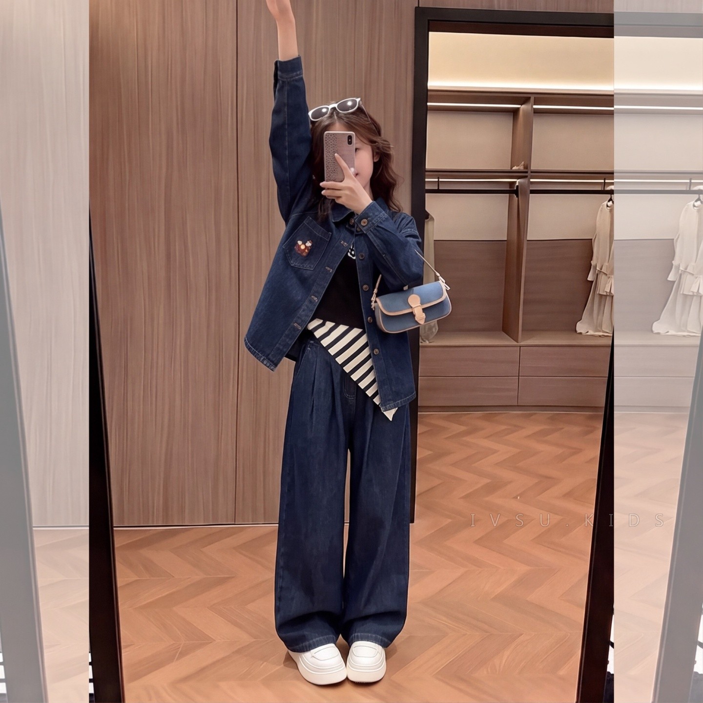 牛仔上衣裤子两件套套装女2026超
