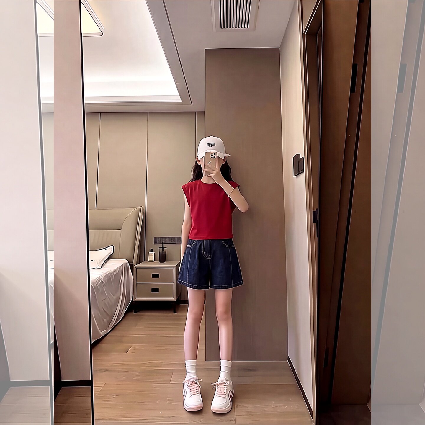 夏季儿童套装女童红色半袖藏蓝色