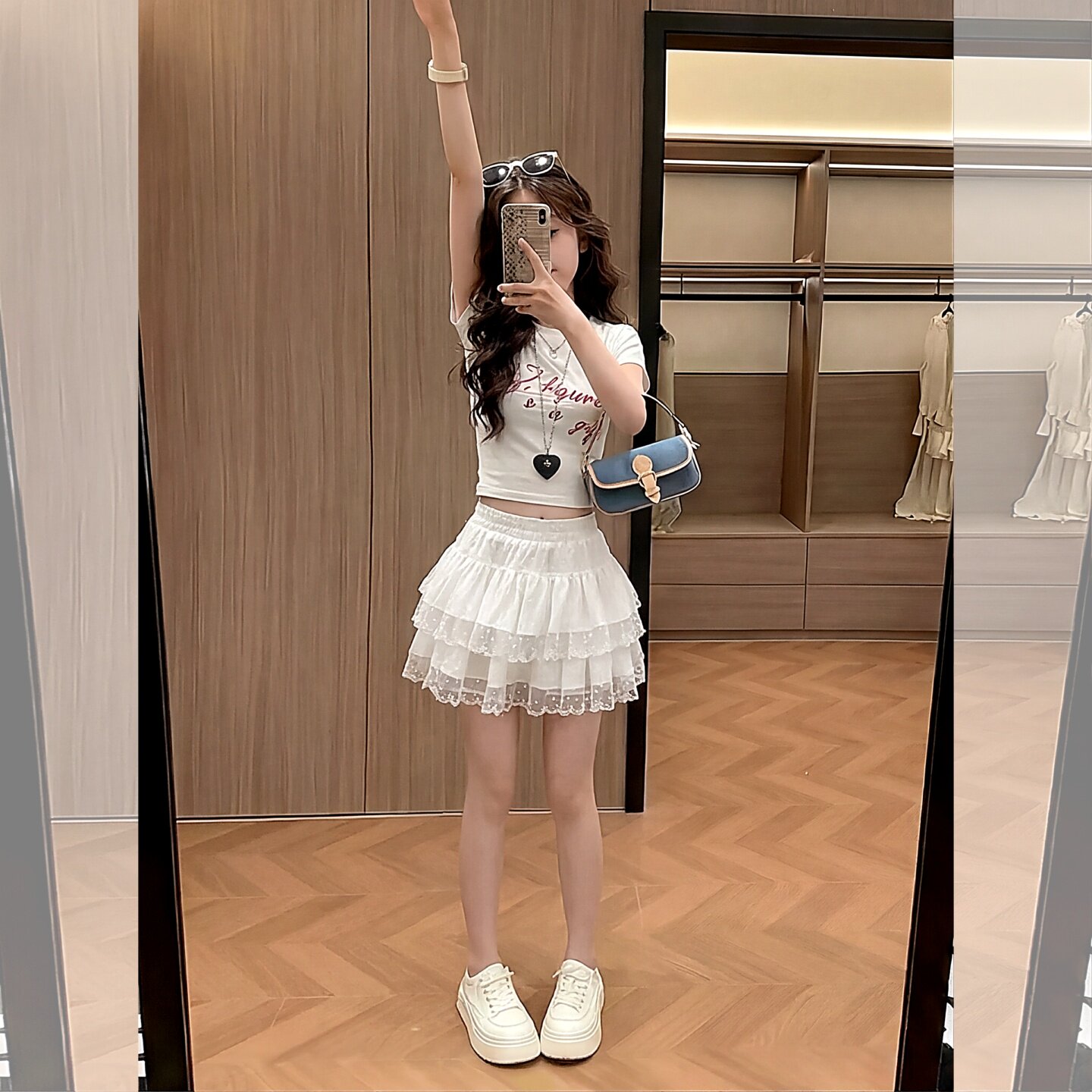女童白色半身裙蛋糕裙洋气百搭女