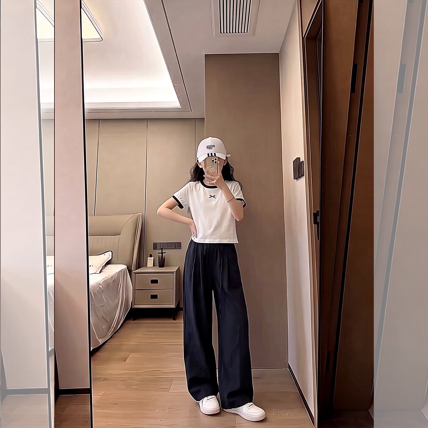 女童套装2026夏季新款休闲风个性洋气蝴蝶结短袖宽松阔腿裤两件套