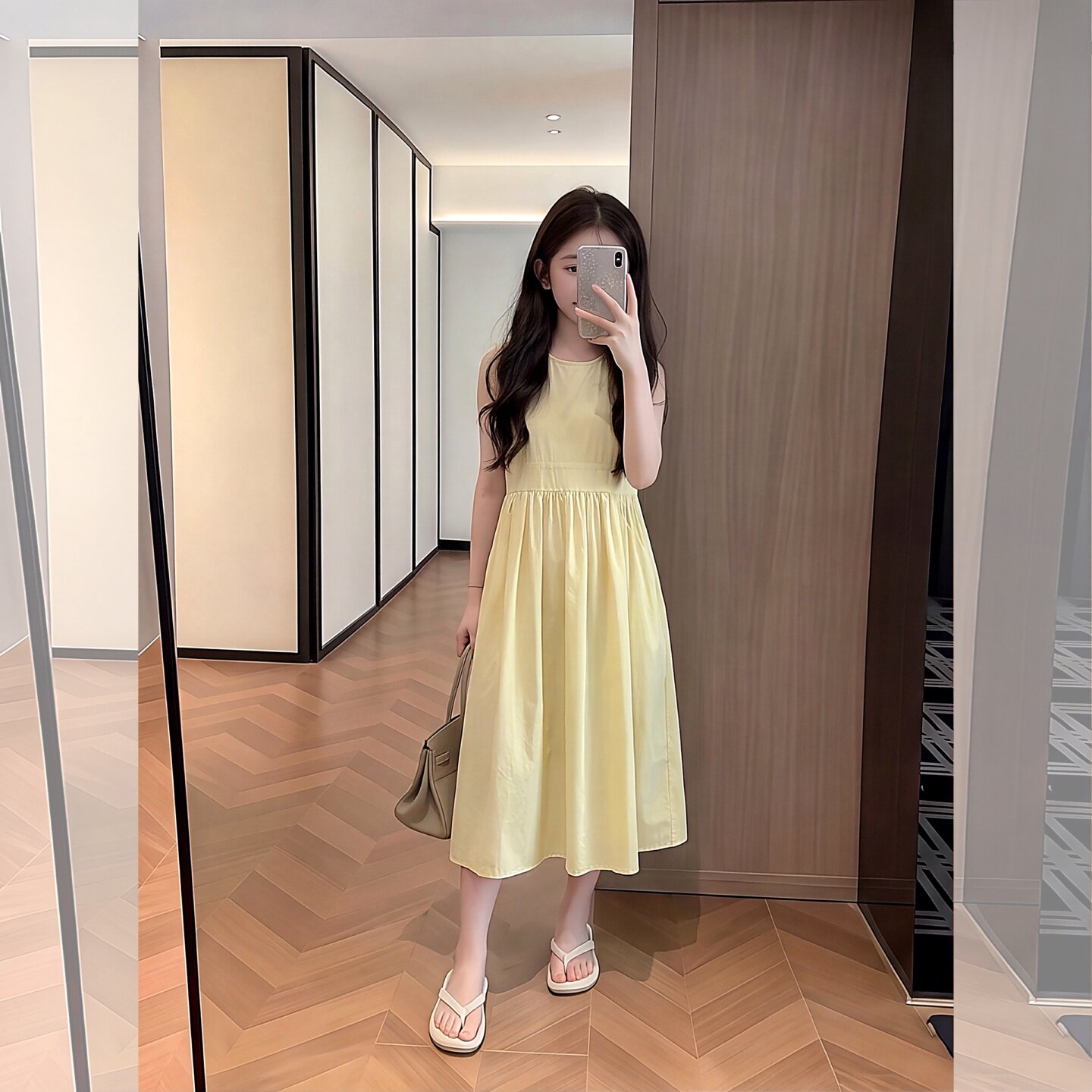 女童黄色无袖连衣裙夏季新款中大