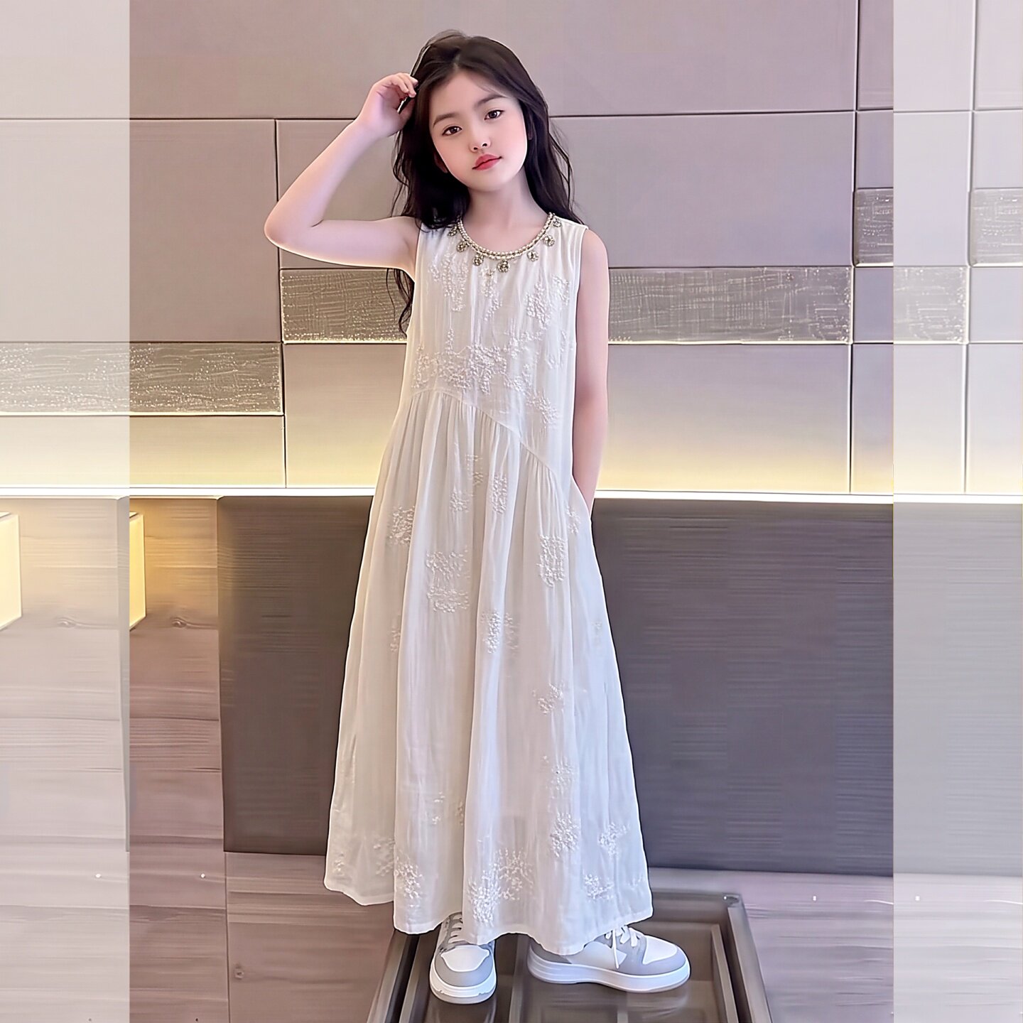 女童白色连衣裙2026新款儿童超好