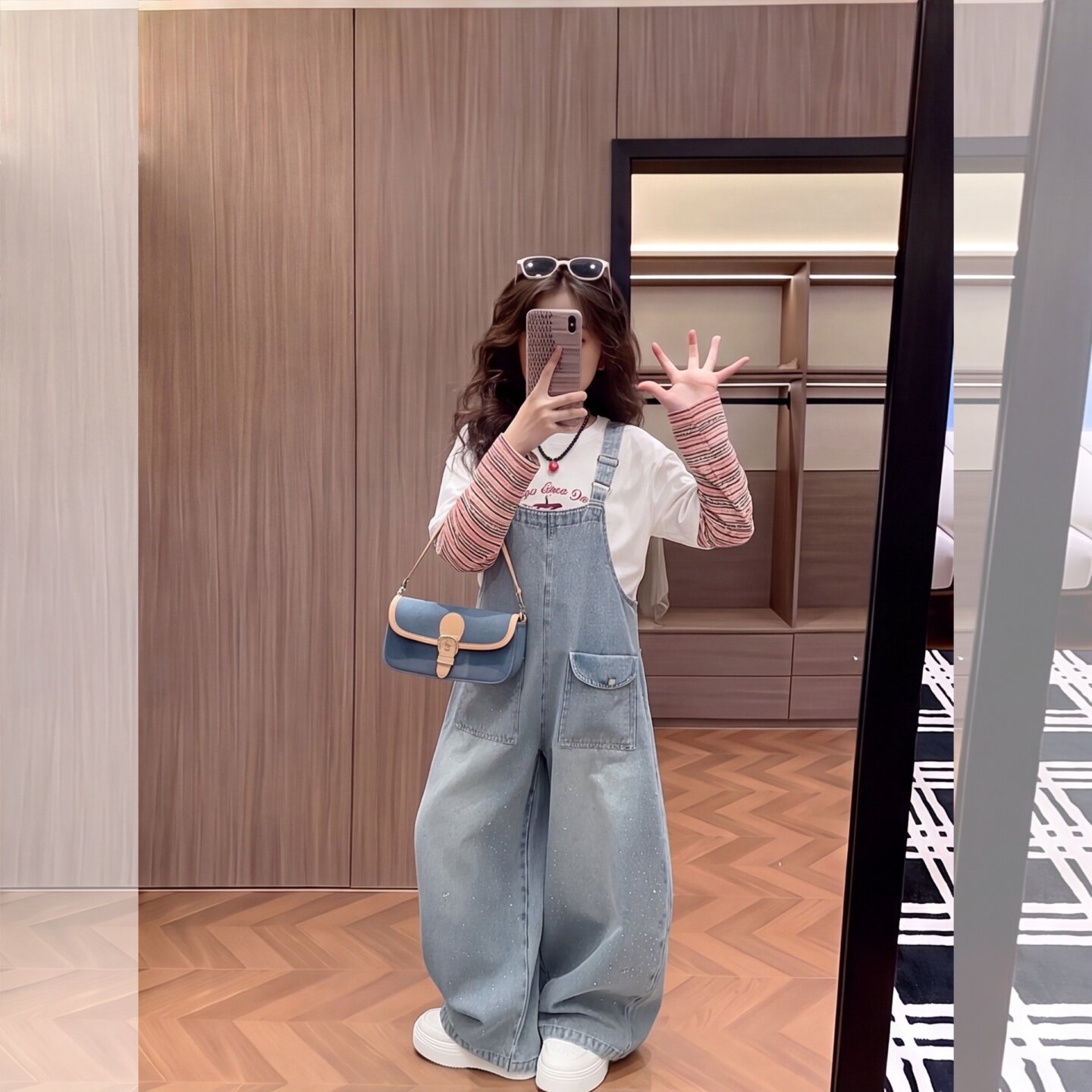 女童背带裤2026秋季新款烫钻甜酷