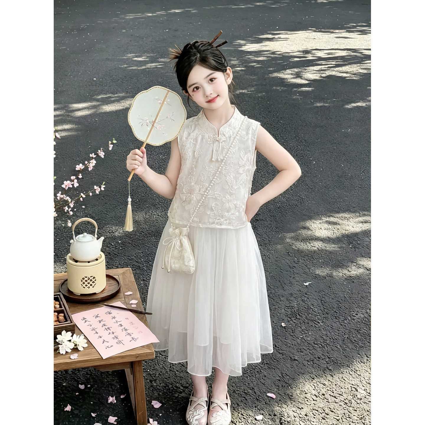 旗袍女童夏季2026新款洋气儿童时髦国风中式汉服女孩夏款好看裙子