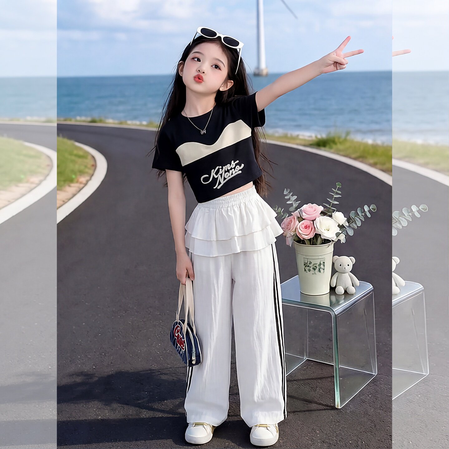 女童韩系运动套装2026夏新款中童