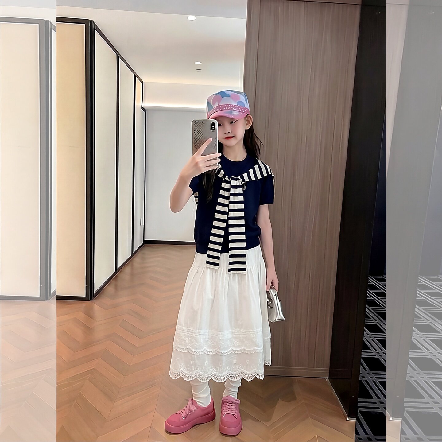韩版儿童夏季2件套学院风条纹披4