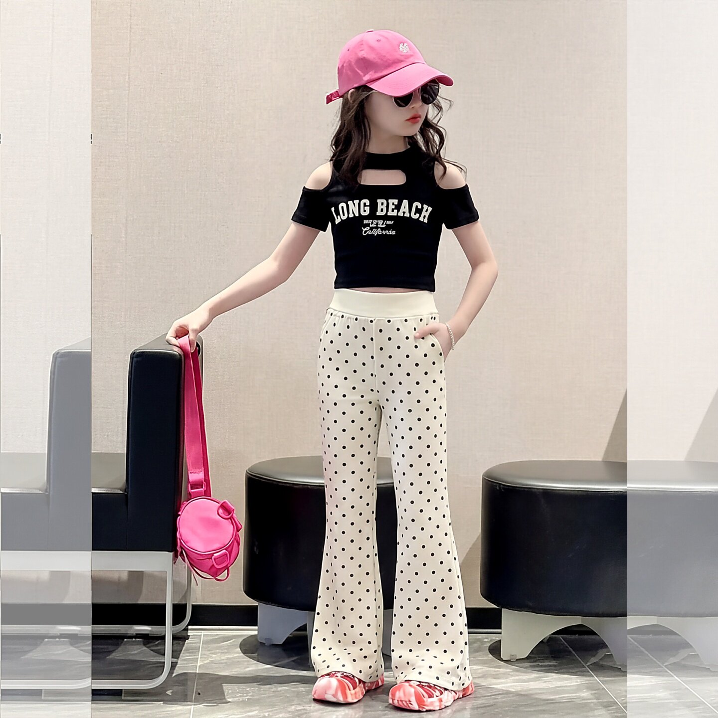 女童夏季休闲喇叭裤薄款儿童波点