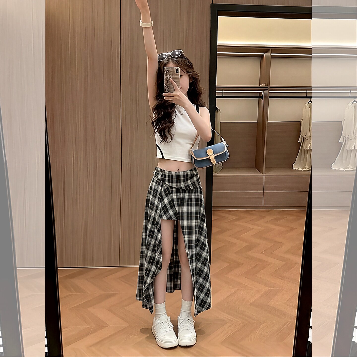 女童夏季新款格子裙裤套装洋气辣