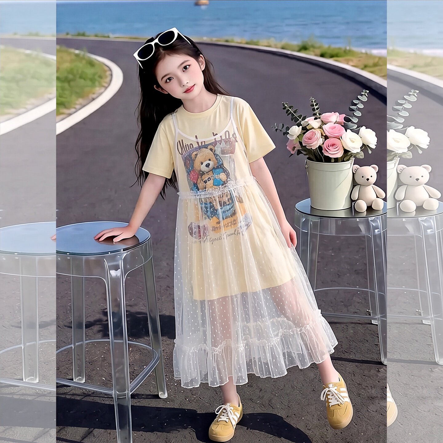 女童夏季连衣裙2026新款女大童叠