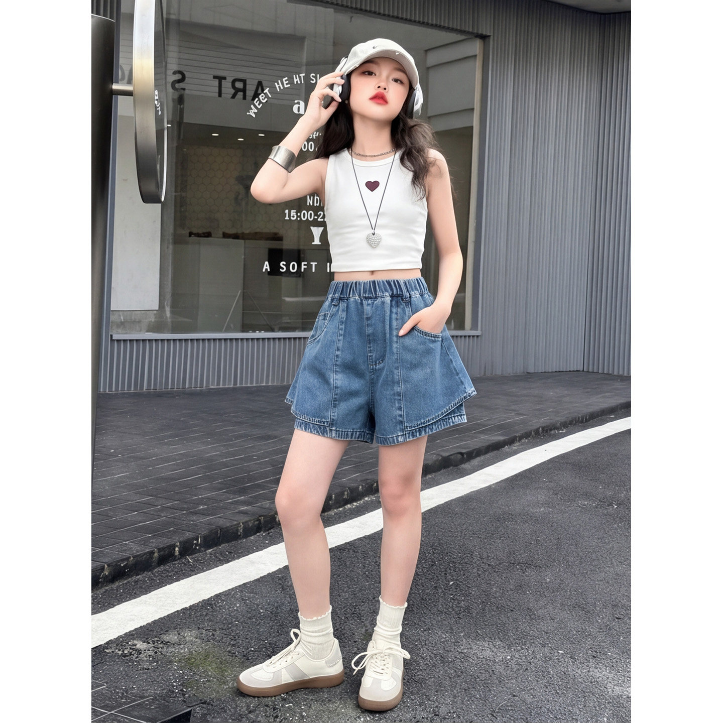 女童牛仔裙裤夏装2026新款女大童韩版夏天热裤女孩初中生外穿短裤