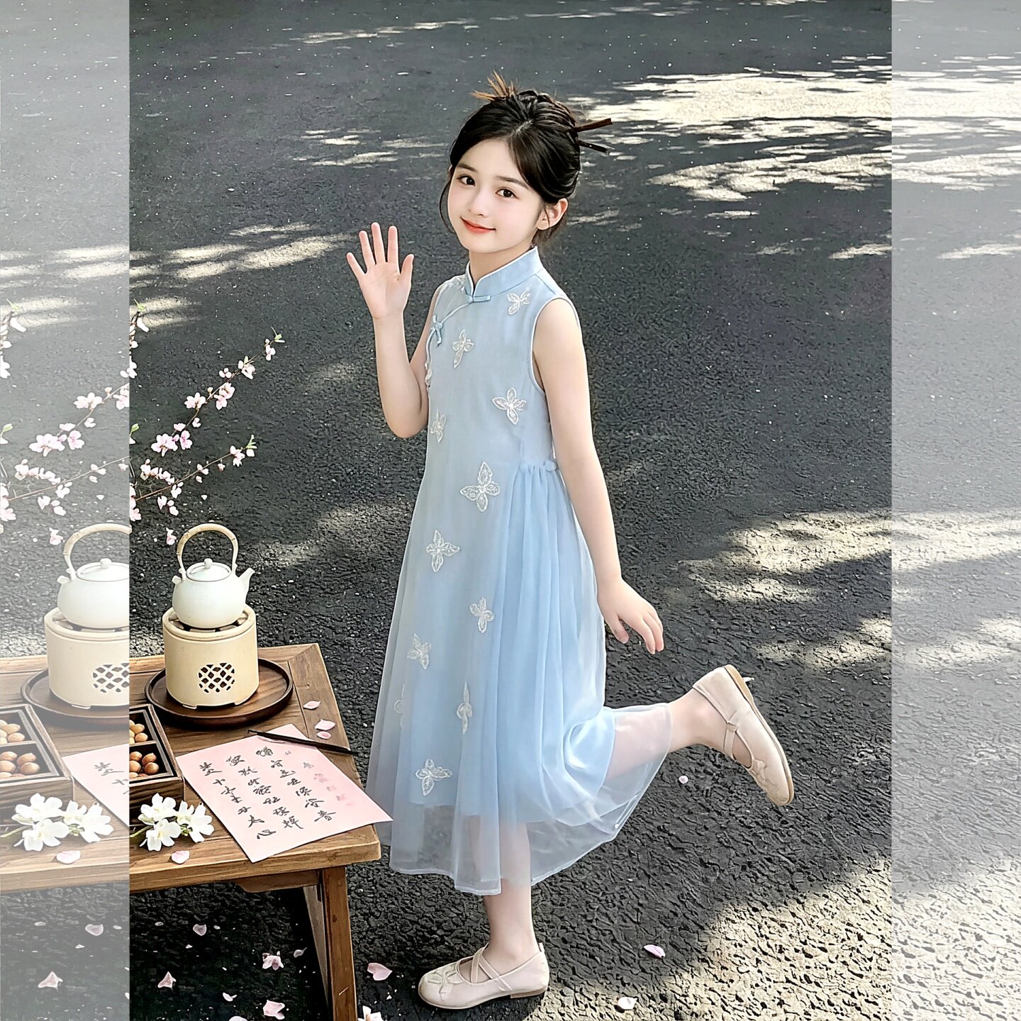 女童中式风无袖连衣裙夏季2026女