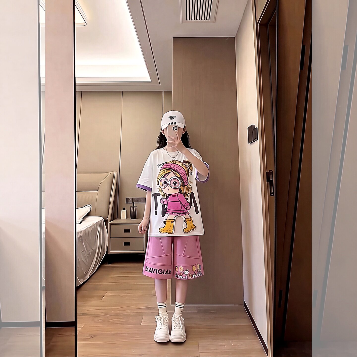 女童短袖套装夏季2026新款儿童网红洋气运动两件套中大童时髦夏装