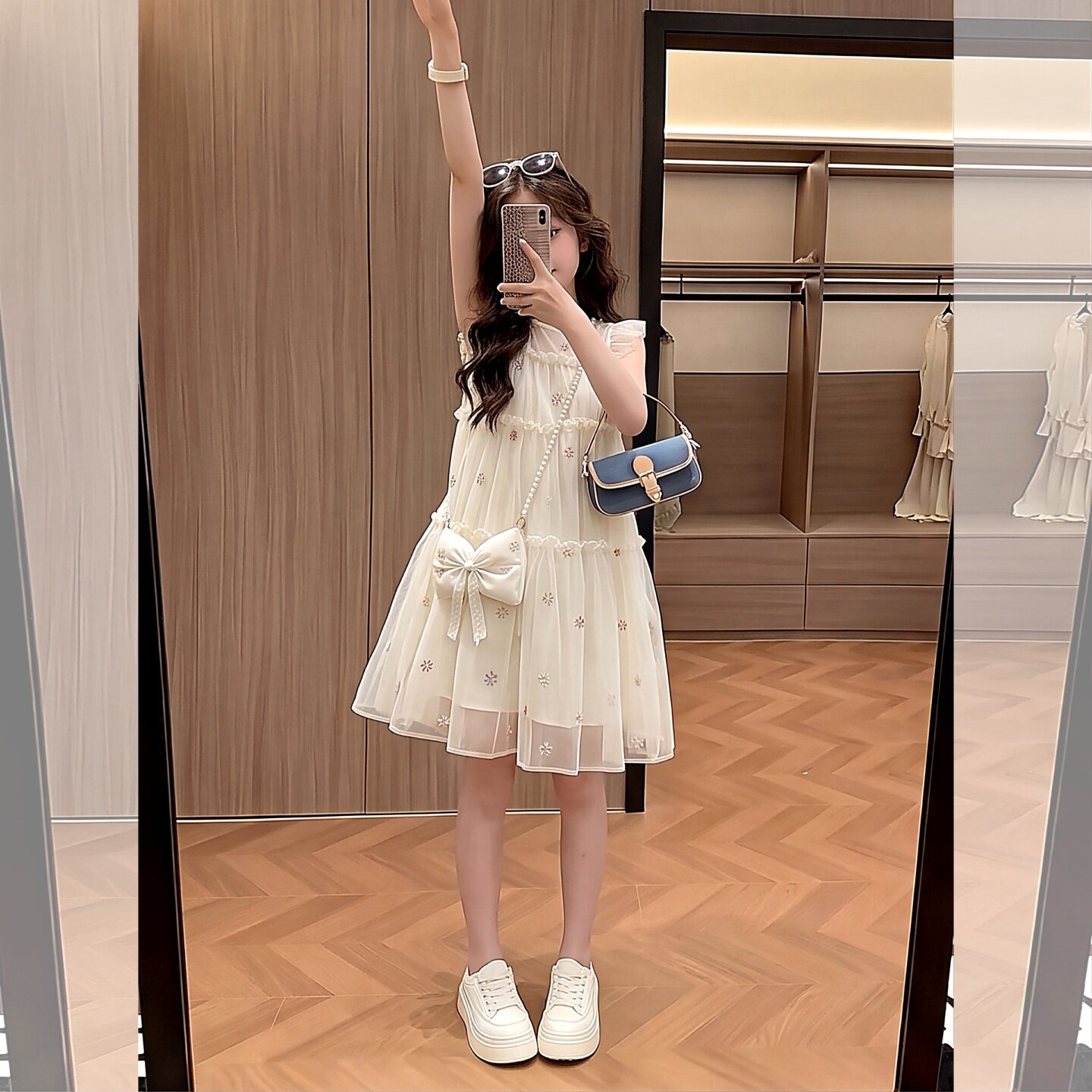 女童夏季无袖花边连衣裙2026新款