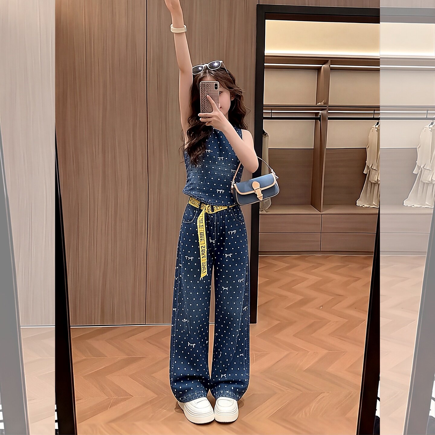 女大童蝴蝶结吊带背心套装2026夏
