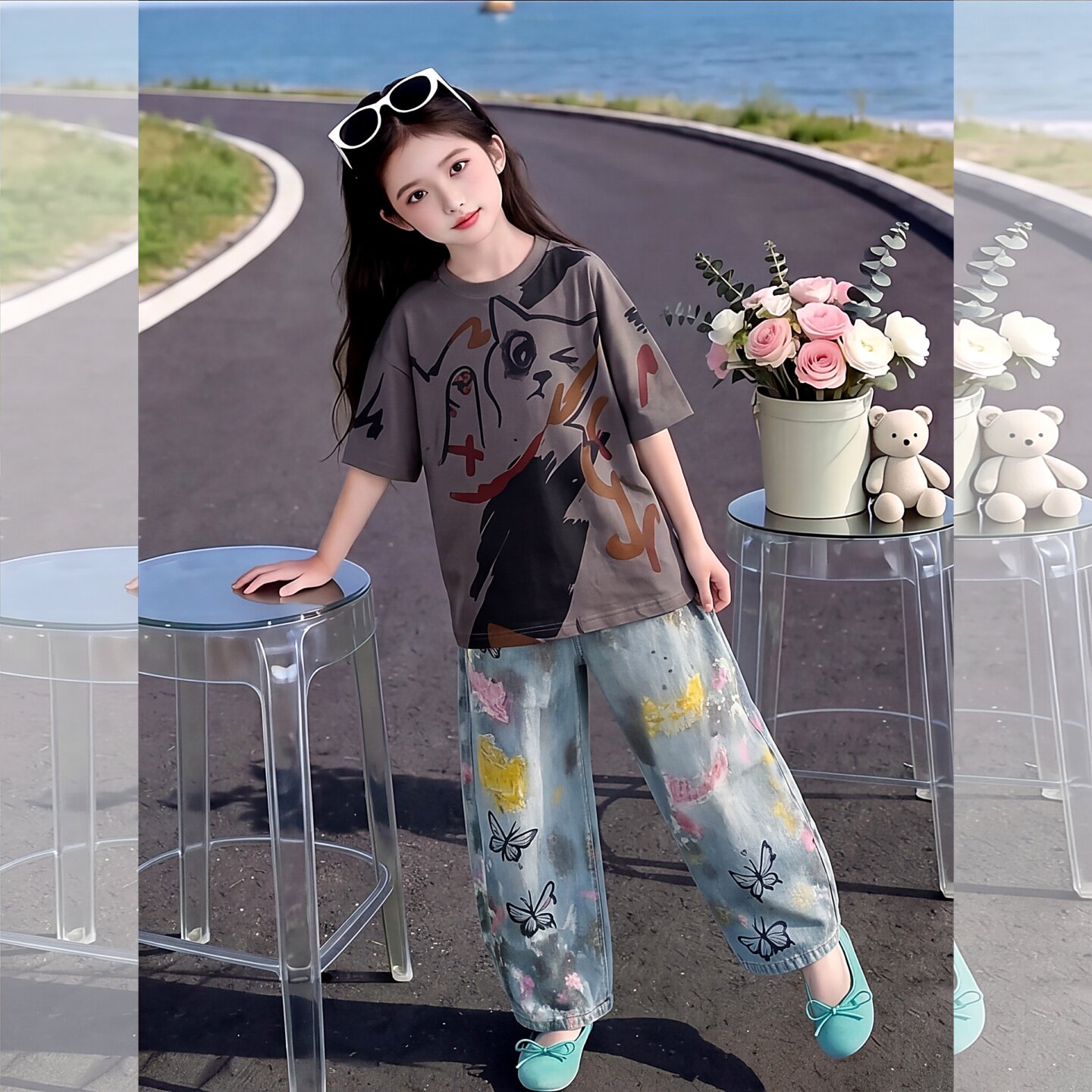女童夏装套装中大童女孩潮酷凉感