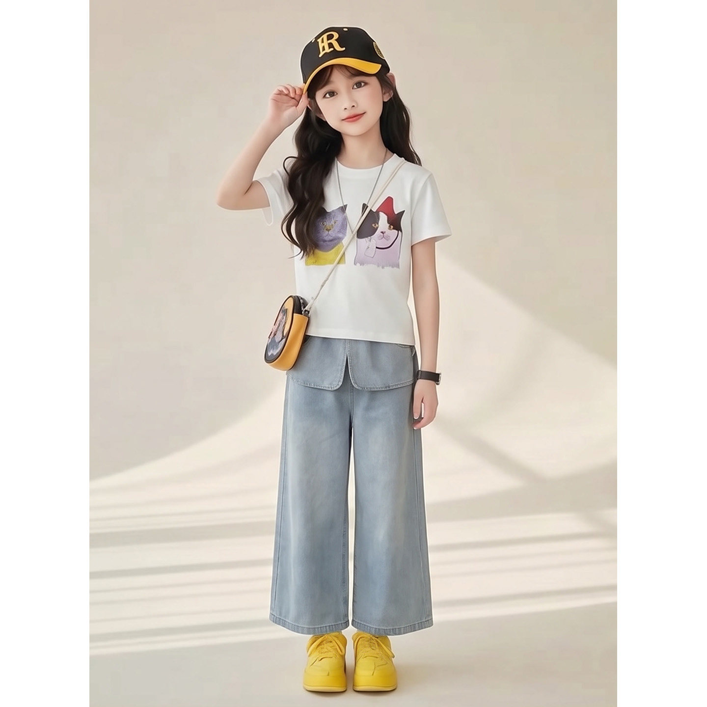 女童牛仔裤夏季超好看新款阔腿裤