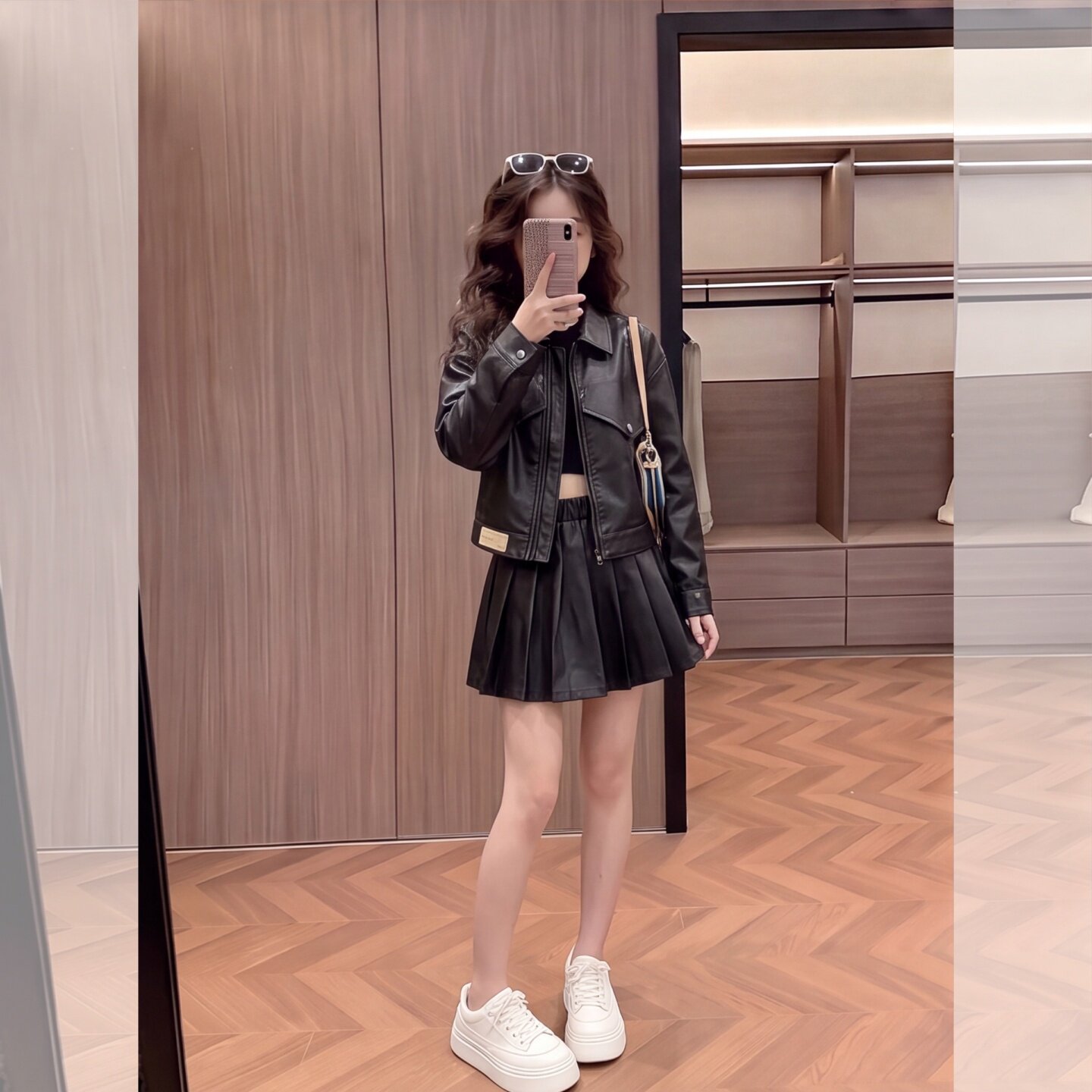 女童皮衣套装大童韩系网红炸街酷