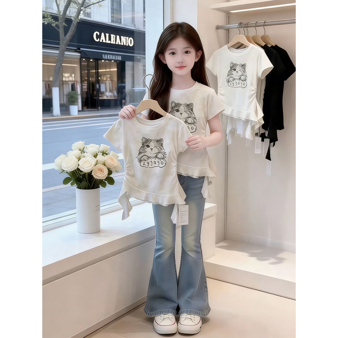 女童短袖T恤2026新款儿童超好看韩系夏装上衣大童打底衫纯棉夏季