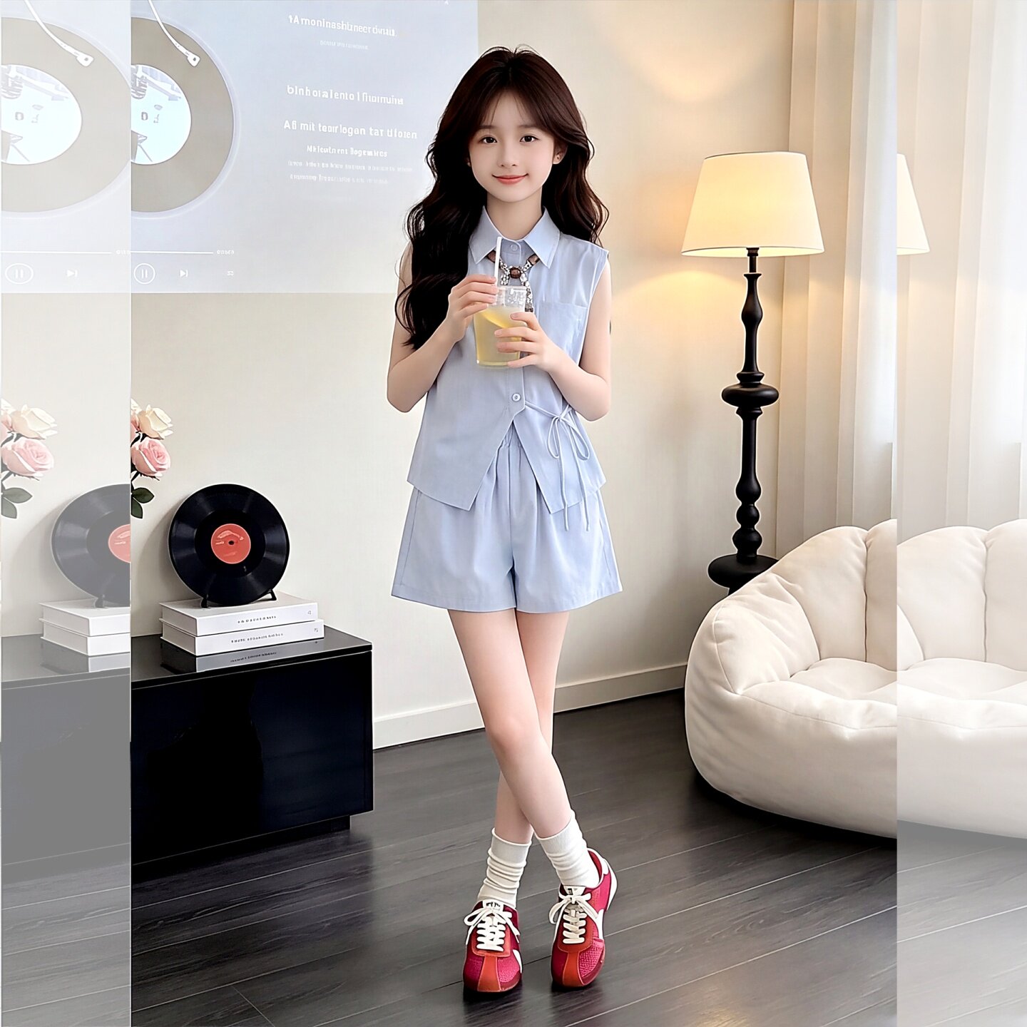女童无袖衬衫套装夏季2026新款女