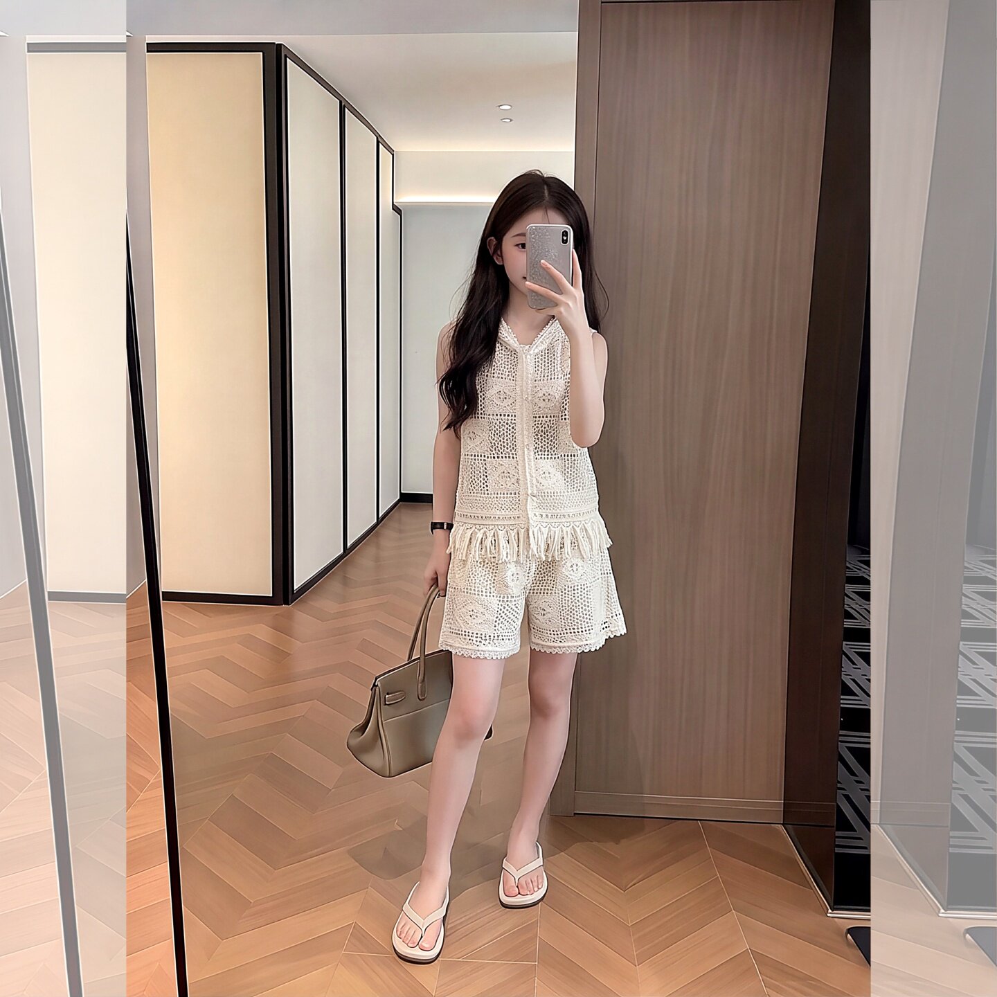 女童套装2026夏季新款韩版时尚镂空透气无袖上衣宽松短裤两件套潮