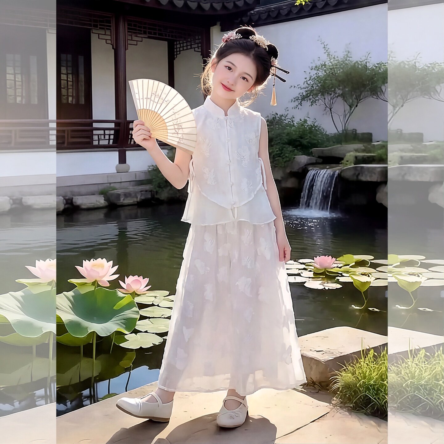 女童套装夏季2026新款新中式无袖