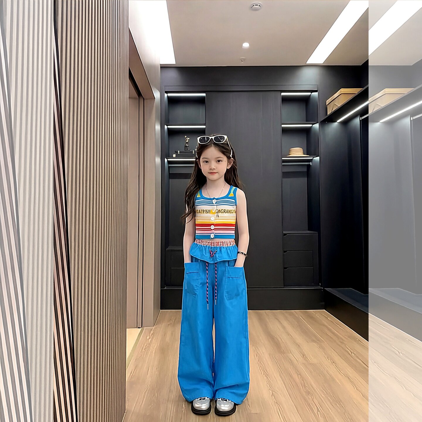 女童夏季套装背心两件套多巴胺工