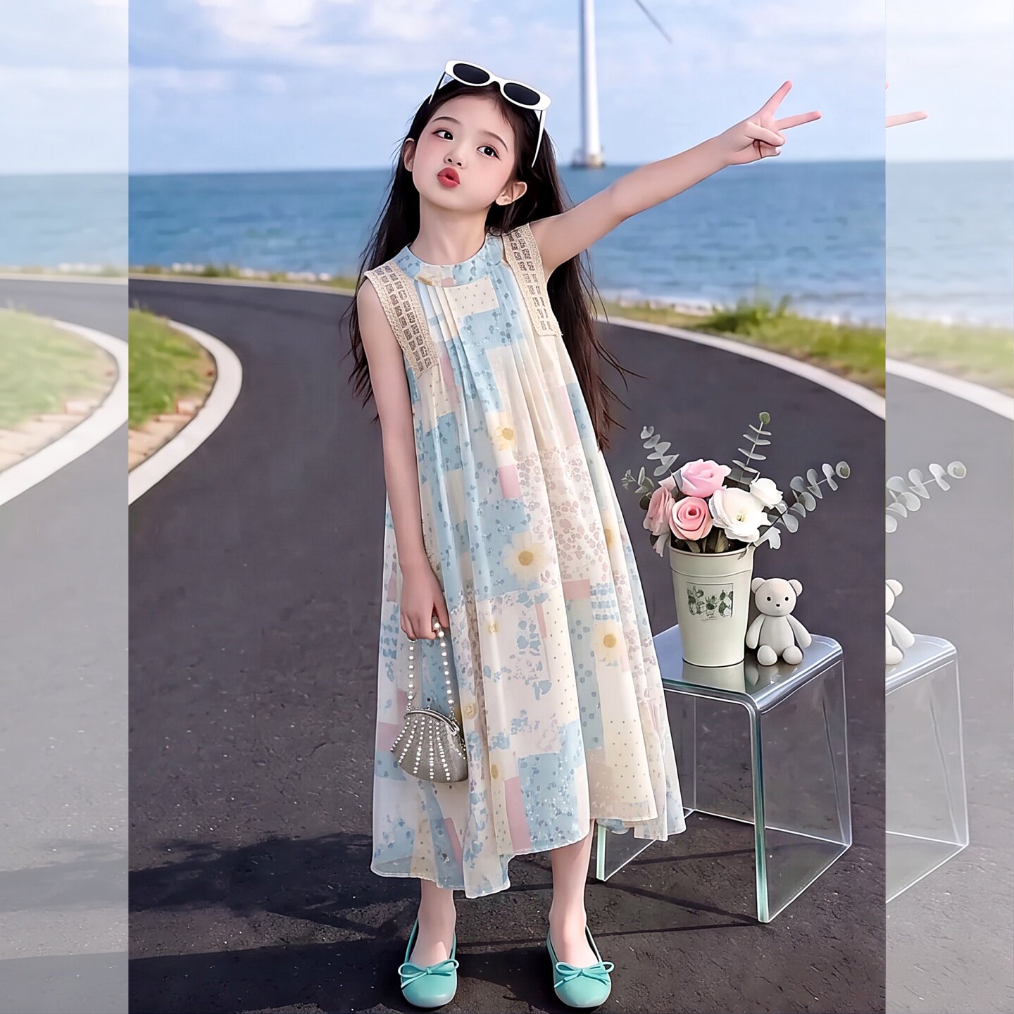 女童背心连衣裙夏季2026新款潮童