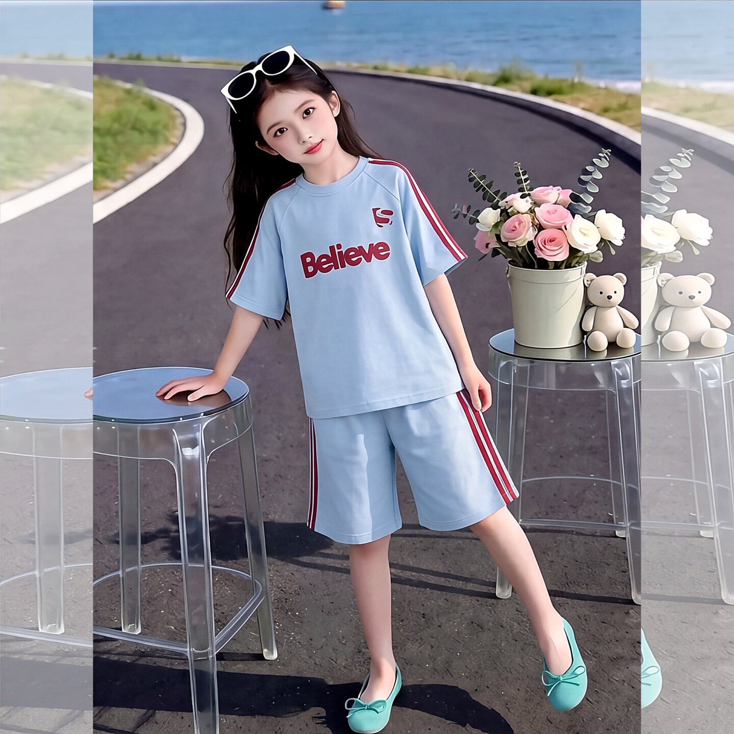 女童套装夏薄款2026新款女大童速