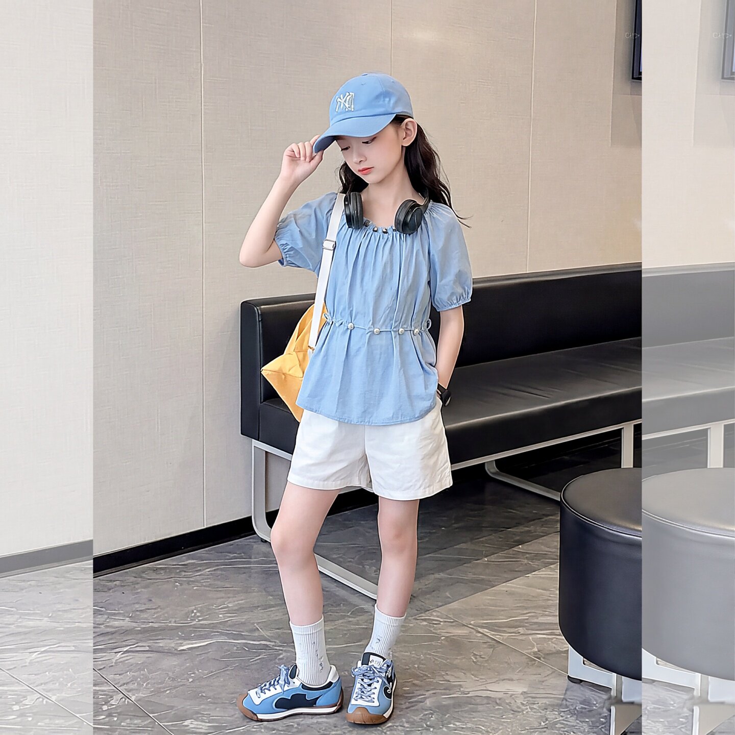 女童夏季娃娃衫套装大儿童夏装女