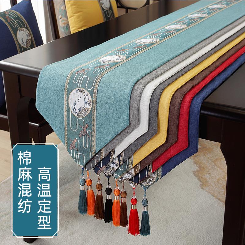 中式桌布防水桌旗茶道禅意茶席茶台布艺长条桌布棉麻茶室桌巾