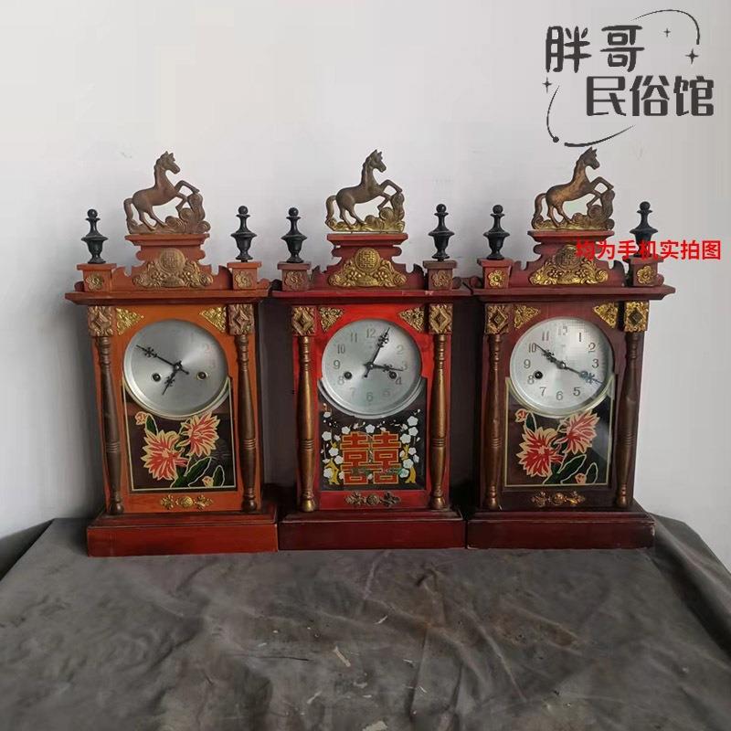 农家乐钟个人上海收藏复古酒店老马头座钟老物件钟表老式装饰摆件