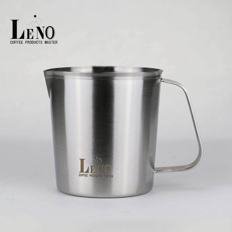 LENO304不锈钢量杯带刻度家用加厚700ml标准拉花杯试验杯咖啡量杯