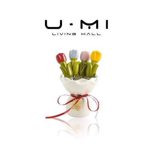 U Mi LIVING · 太初 | 水果叉套装不锈钢可爱陶瓷叉罐蛋糕水果签