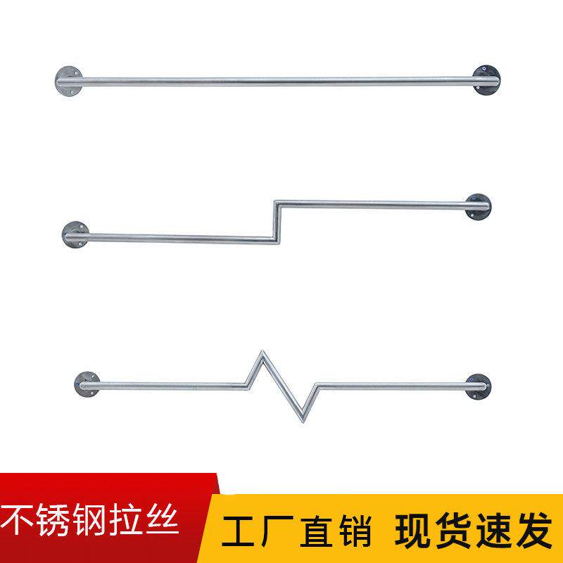 服装店墙上正挂不锈钢拉丝衣架子服装货架壁挂式挂版展示架店装饰