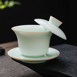 茶杯泡茶开片曲青堂功夫汝悬停窑茶具单个三才陶瓷泡盖碗茶碗家用