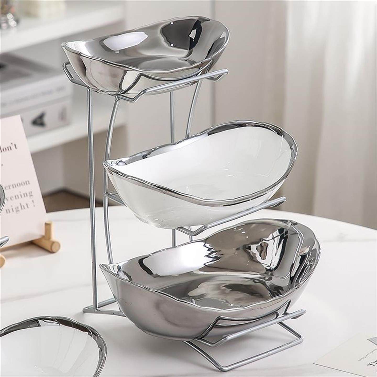 多层元宝新款盘摆放家用茶几点心美容院水果盘果盘北欧糖果零食盘