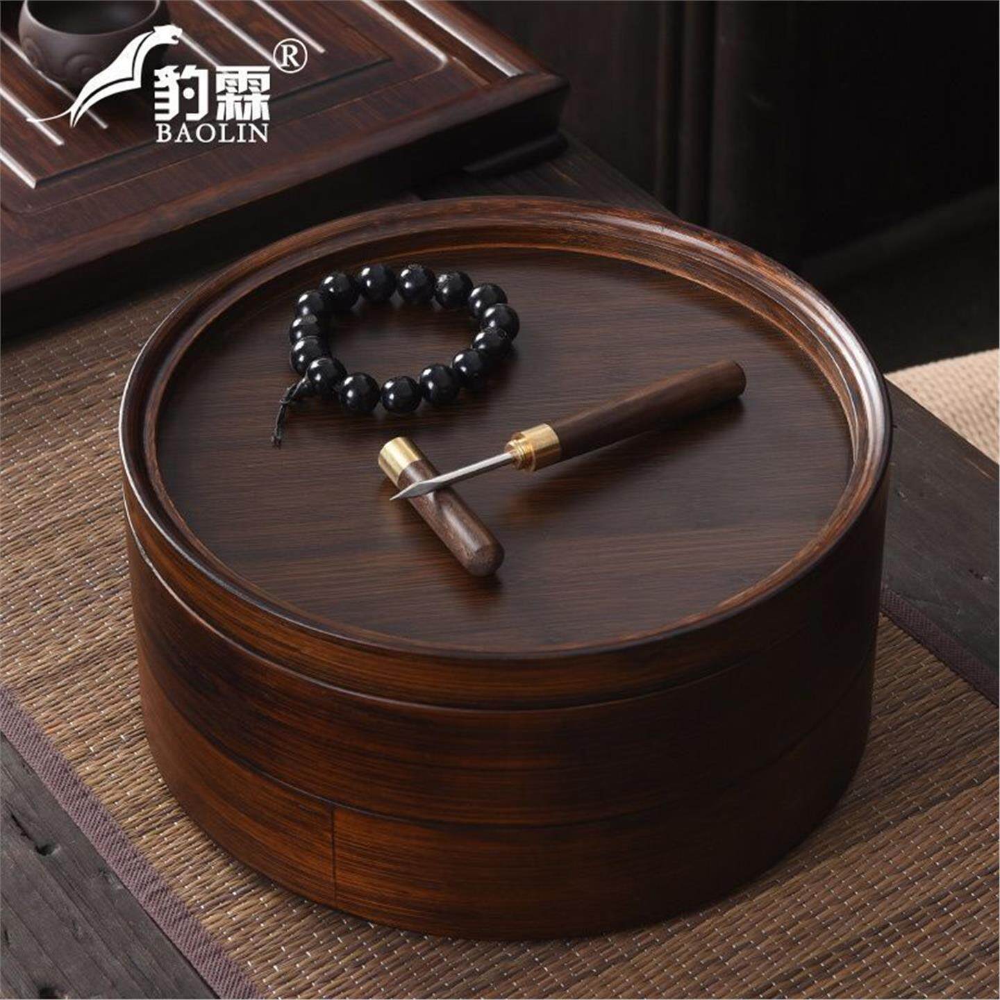 饼大号普洱茶茶叶罐单层普洱茶圆盒收纳盒陶瓷罐醒定制茶罐盒复古