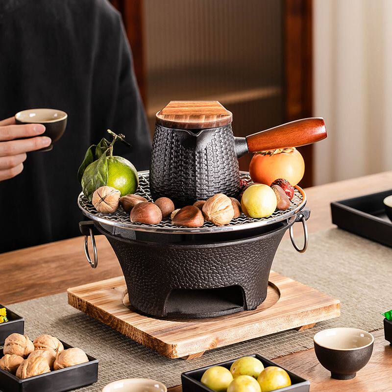 围炉煮茶铸铁炭炉烧烤炉冬天家用烤火炉室内罐罐烤奶壶煮茶器套装