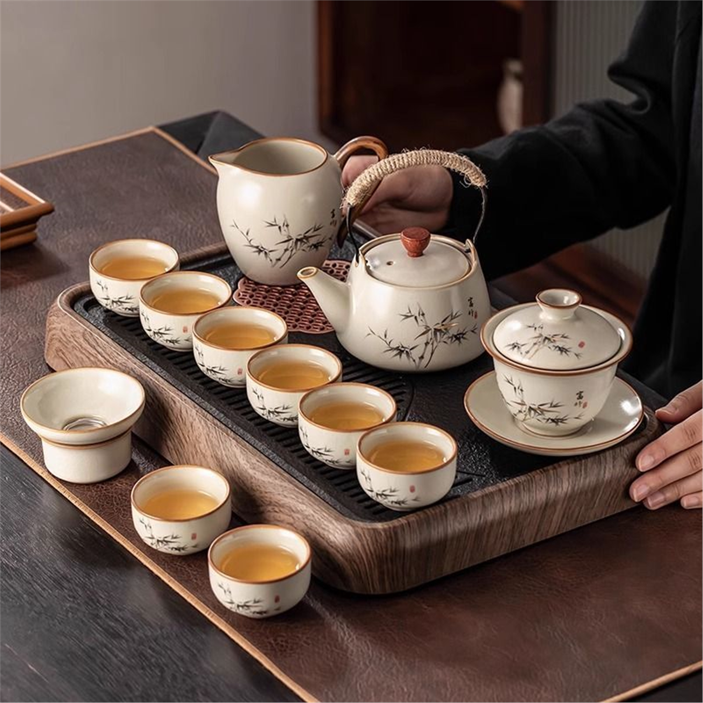 新款轻奢汝窑陶瓷功夫套装家用2026杯茶具泡办公室高档盖碗茶茶壶