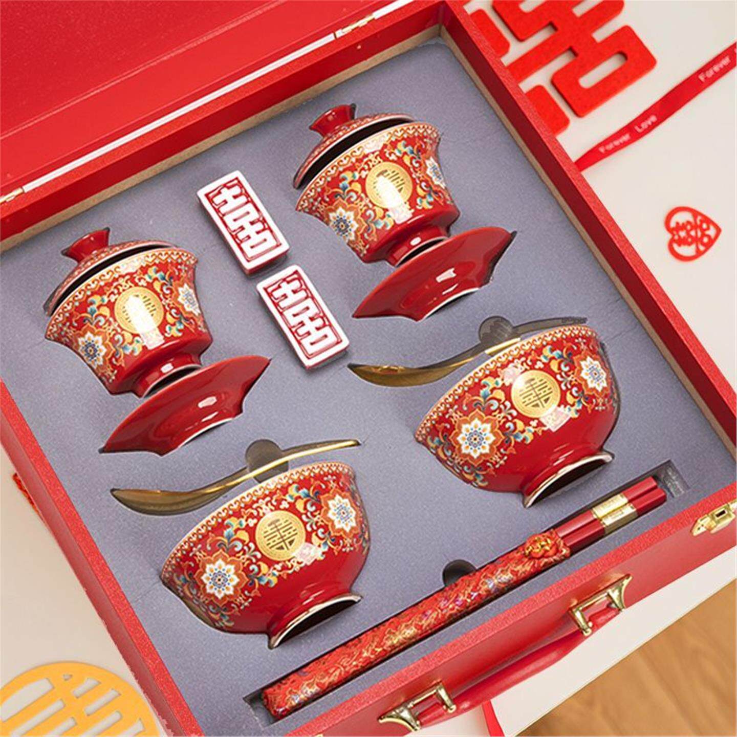 新婚茶碗彩夫妻用品庆一对