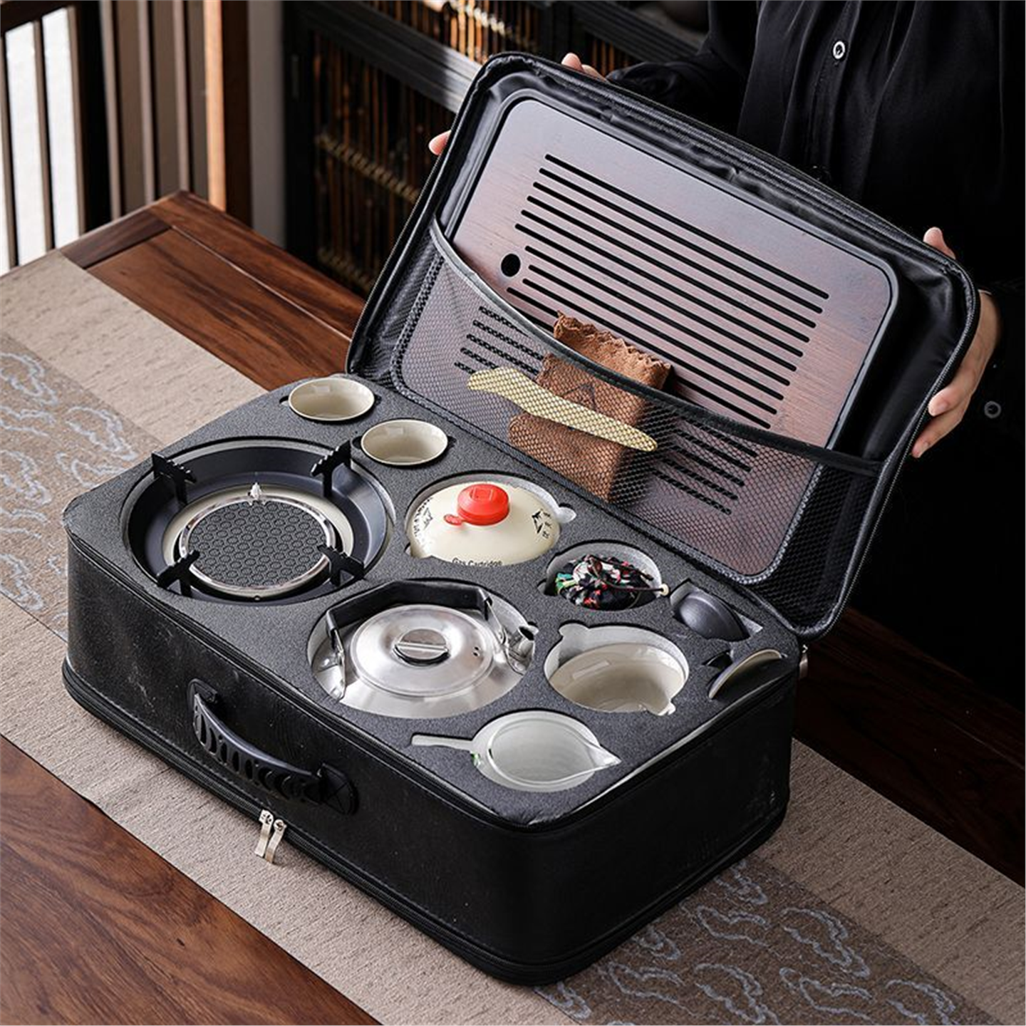装备卡式炉茶碗煮户外便捷露营茶炉式野炊茶杯喝茶旅行泡茶具套装