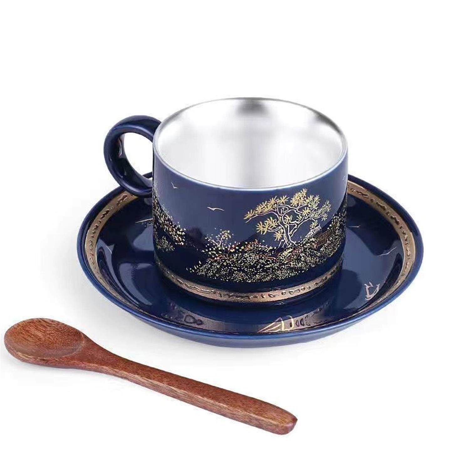 男女套装勺碟咖啡杯式拿铁杯精致带景德镇家用陶瓷带骨瓷咖啡杯小