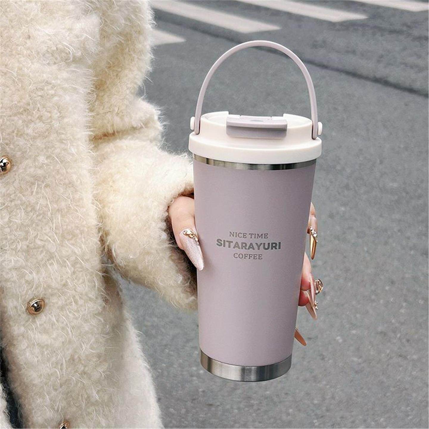 双饮水杯不锈钢简约咖啡杯杯子携带新款保温杯吸管2026男生外出女