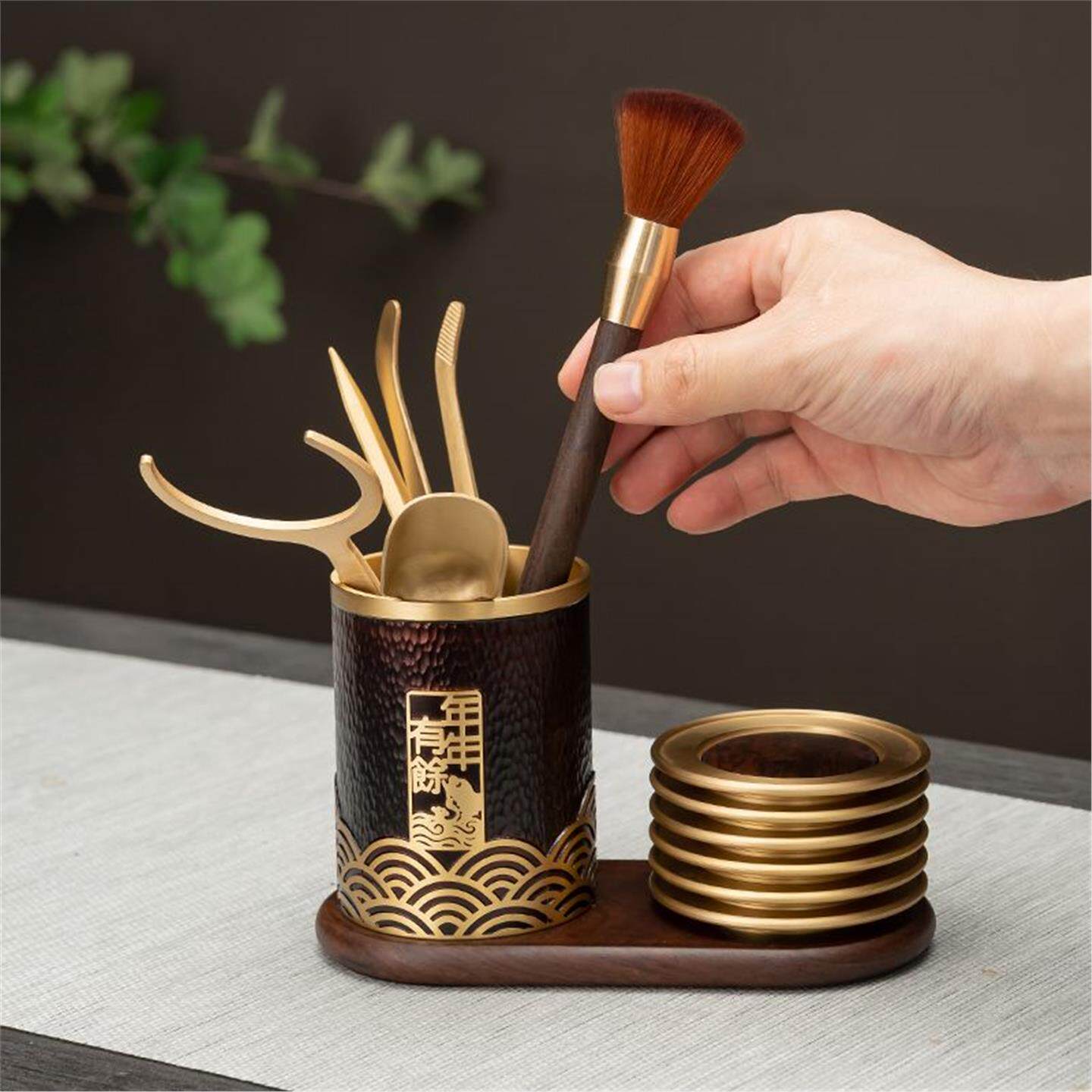 茶杯组合壶黄铜六笔君子套