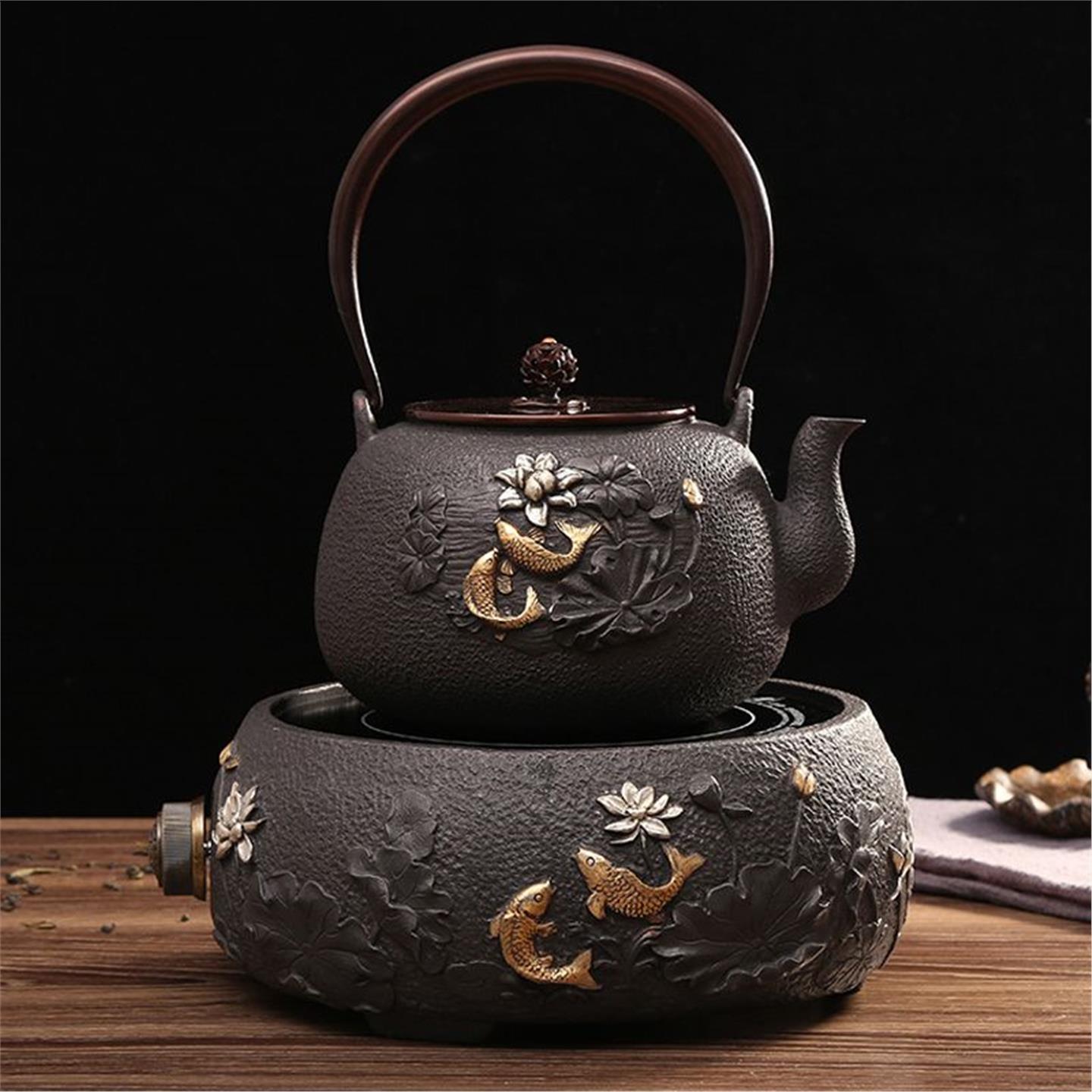 鎏金茶壶手工日式家用铸铁