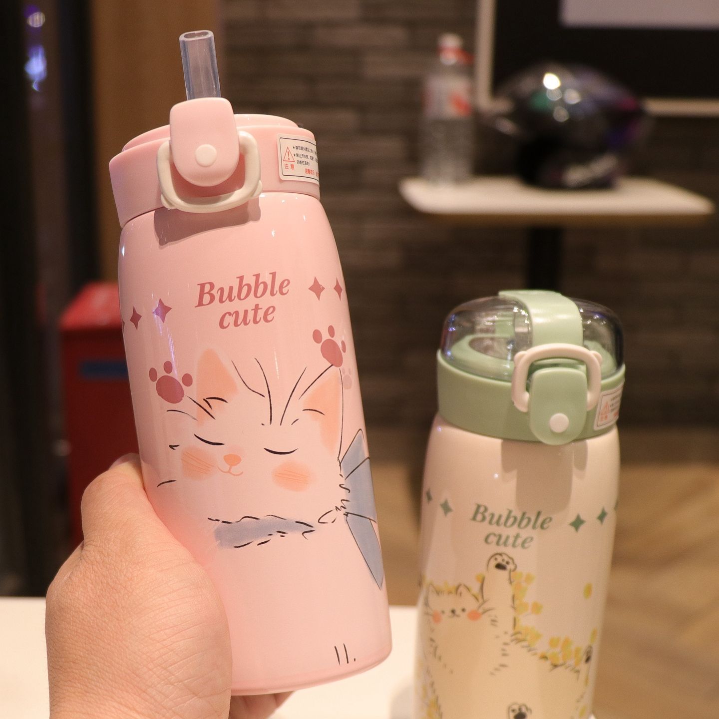 盖保温杯ins卡通直饮水弹